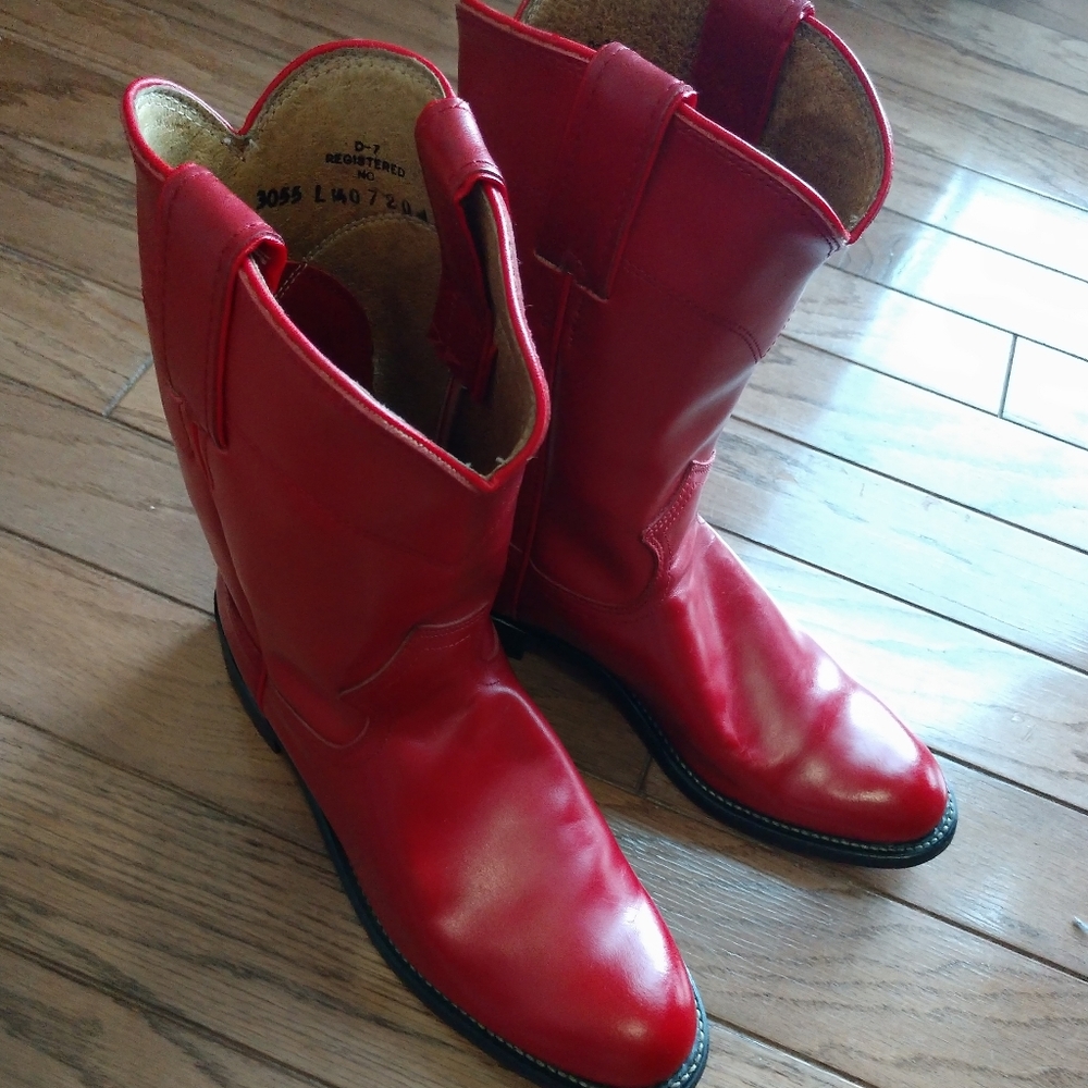Vintage Red Justin Roper pullon boots size 7 B